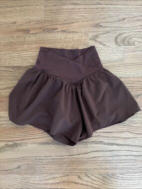 Offline by Aerie Women's High-Waist Chocolate Brown Skort Shorts